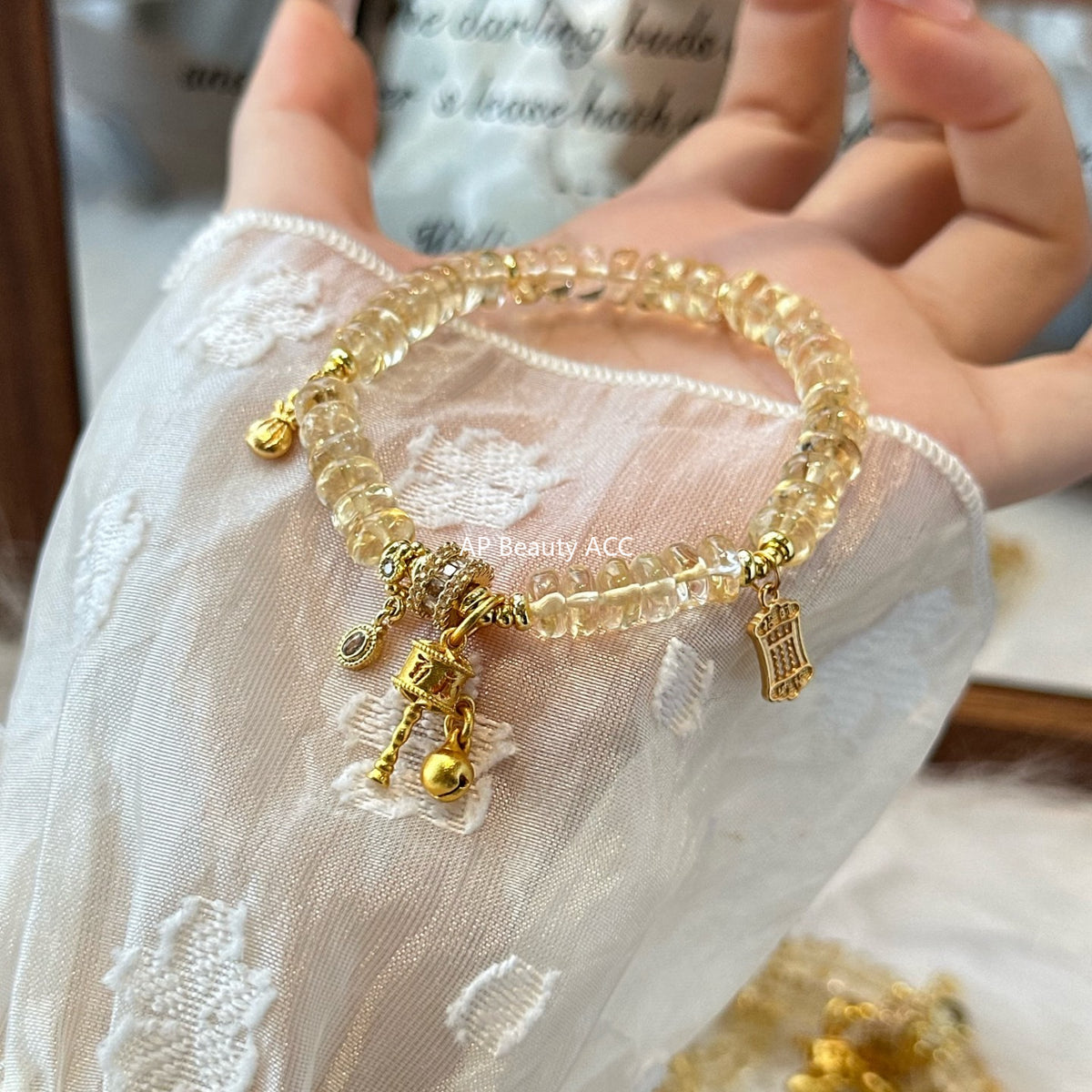 AS廠-天然黃水晶算盤時尚氣質簡約高級感招財轉運珠手鍊手串爆款「l2980」25.11-2