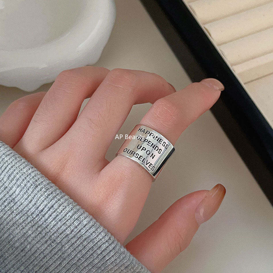 F廠-韓版飾品925純銀復古做舊取悅自我復古寬面戒指指環首飾時尚戒子「J960」25.10-5