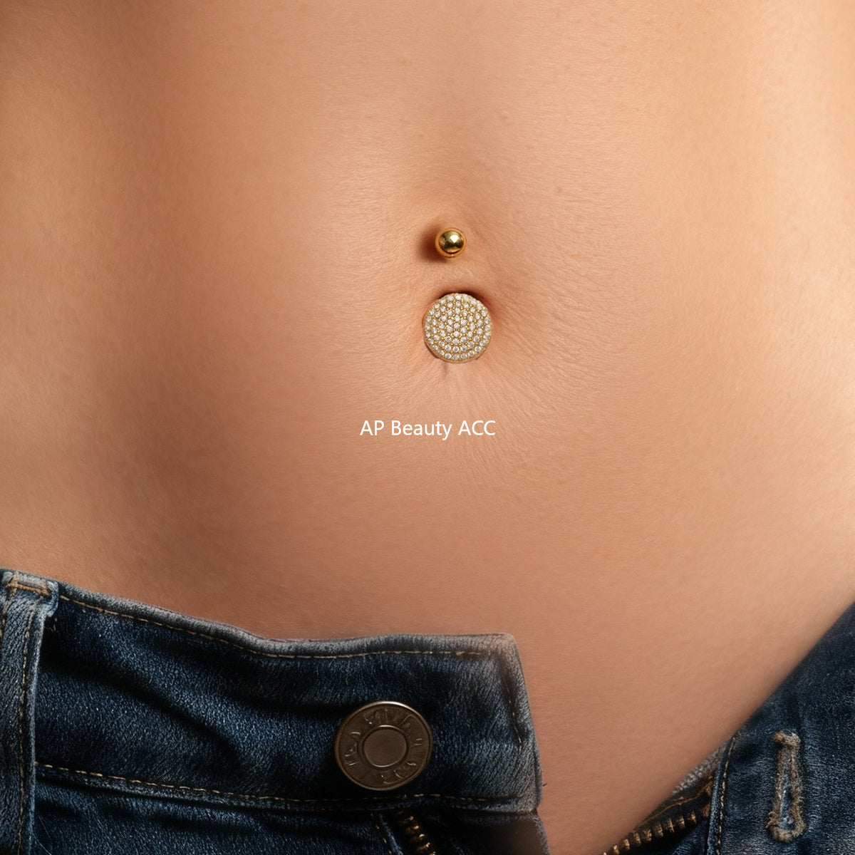 B廠-跨境新款多元素滿鑽鋯石肚臍釘不鏽鋼鍍18k金歐美穿刺飾品「H009」25.11-2
