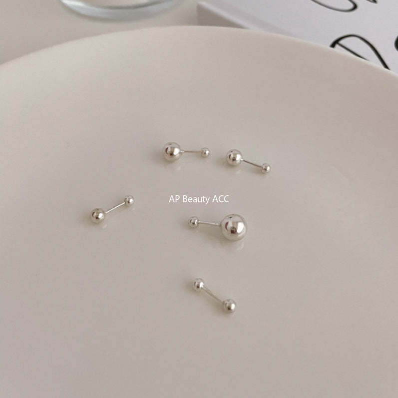 F廠-歐美韓國925純銀耳釘冷淡風圓珠耳環耳扣耳飾「C876」25.12-1