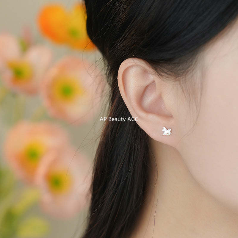 D廠-S999足銀木馬銅錢耳環新中式簡約氣質本命年氣質小眾耳飾批發「YC2891E_1」25.11-3