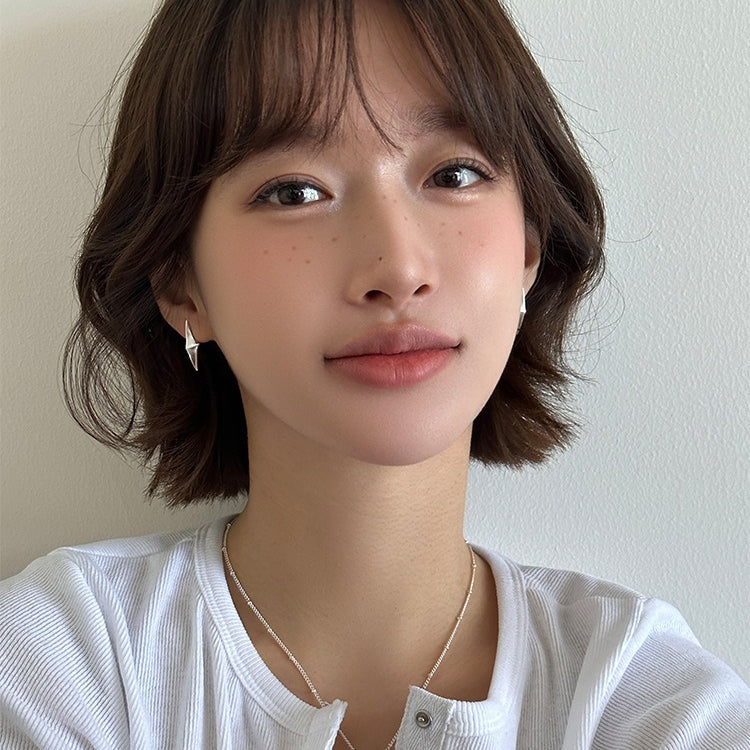 C廠-925銀針拉絲立體四芒星耳釘女輕奢高級氣質耳環日常百搭秋冬耳飾「EH-4119」25.11-2