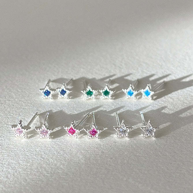 C廠-925純銀星星鋯石耳釘女時尚簡約氣質設計感甜美耳骨釘ins百搭耳飾「EH-4294」25.12-1