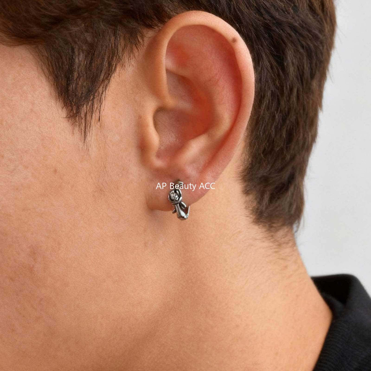 G廠-不鏽鋼男士小眾設計感 歐美跨境爆款狐狸白鋯石玫瑰耳圈「EH-821」25.12-2