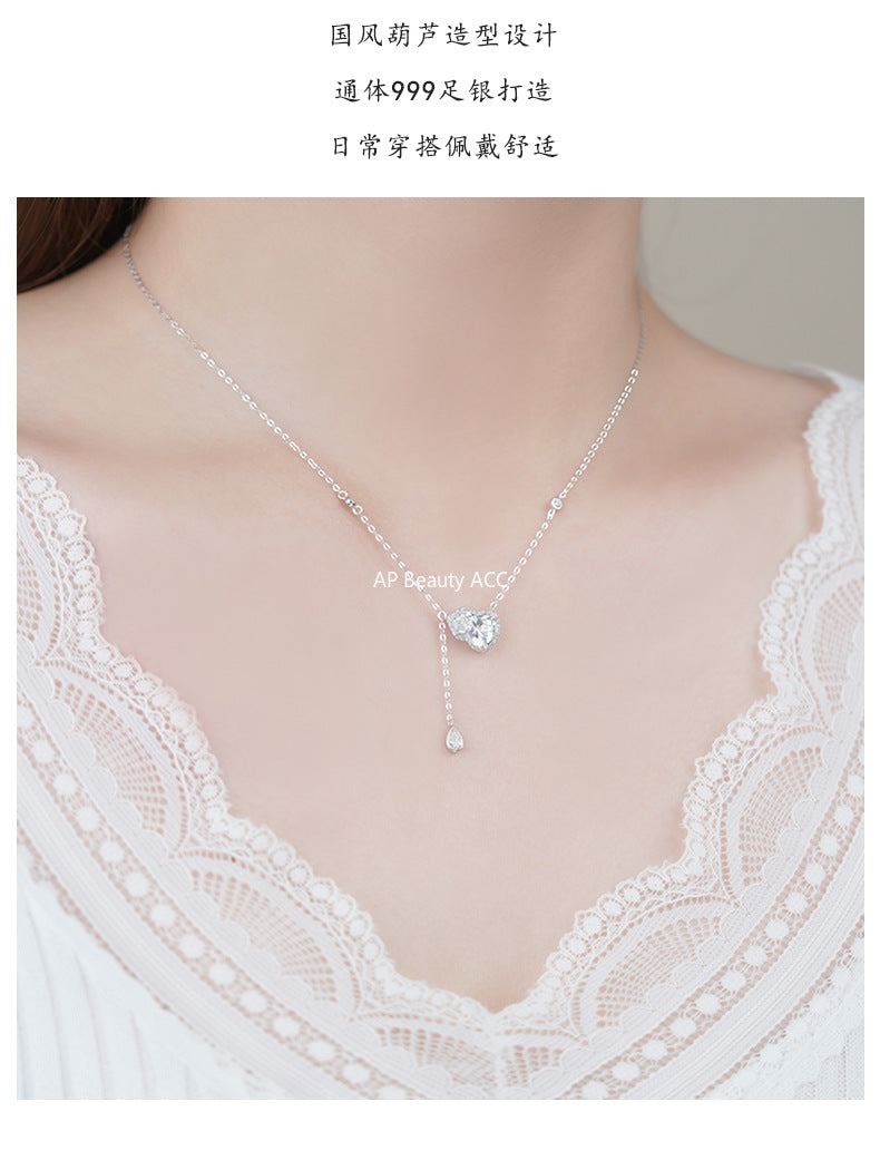 D廠-S999足銀新中式葫蘆流蘇項鍊文藝國風精美設計感獨特鎖骨鏈「YC3103N_1」25.11-2