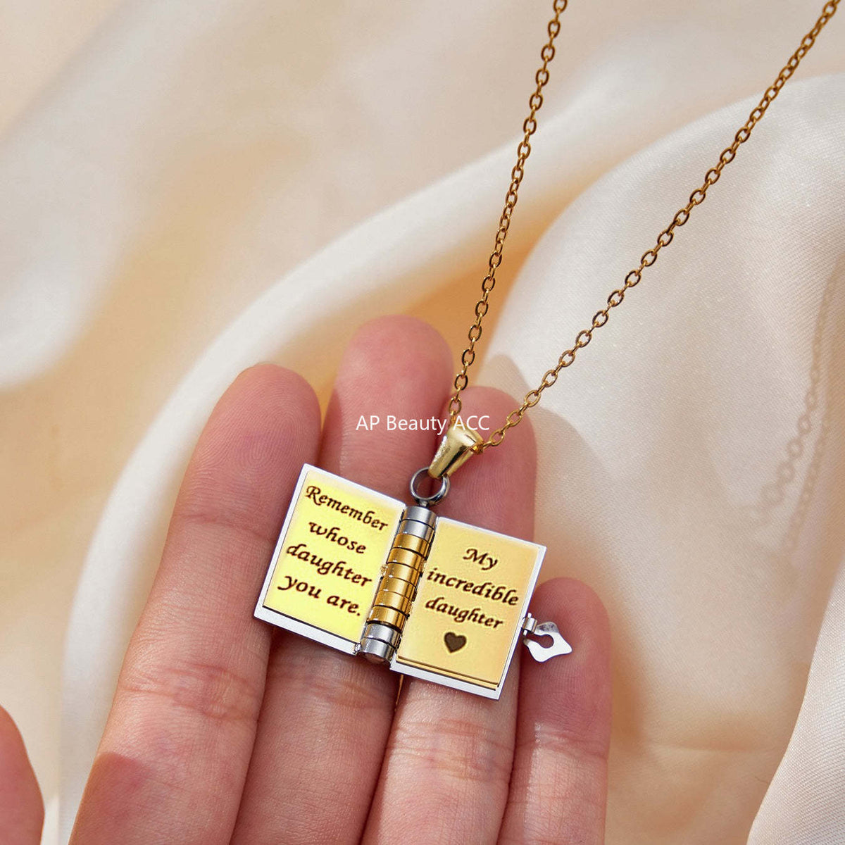 B廠-不鏽鋼小書本可打開刻字吊墜項鍊鍍18k真金歐美時尚熱銷新款飾品「RP022」25.12-3