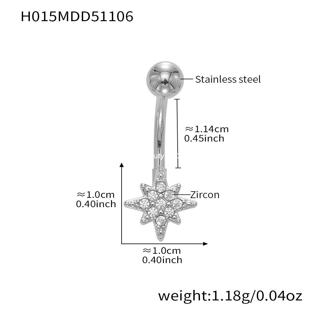 B廠-跨境新款多元素滿鑽鋯石肚臍釘不鏽鋼鍍18k金歐美穿刺飾品「H009」25.11-2