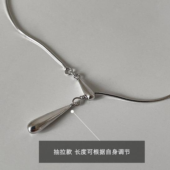 C廠-925純銀水滴掉鑽項鍊女輕奢高級感時尚鎖骨鏈精緻百搭夏天頸鏈「XL-887」24.06-3