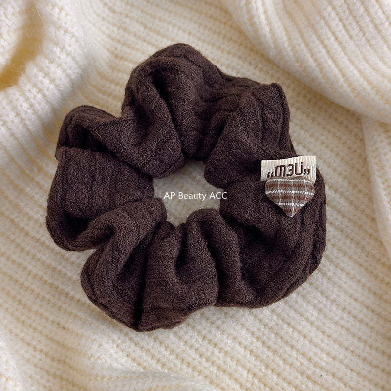 E廠-韓系麻花針織褶皺毛線大腸髮圈高級感氣質頭花髮繩扎頭高彈力頭繩「27707」25.11-4