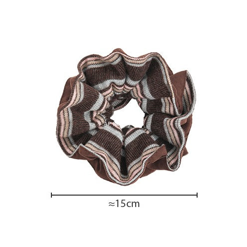 E廠-韓系ins秋冬高級感咖色雙面針織大腸髮圈頭花扎頭髮圈女洋氣時尚「27658」25.11-2