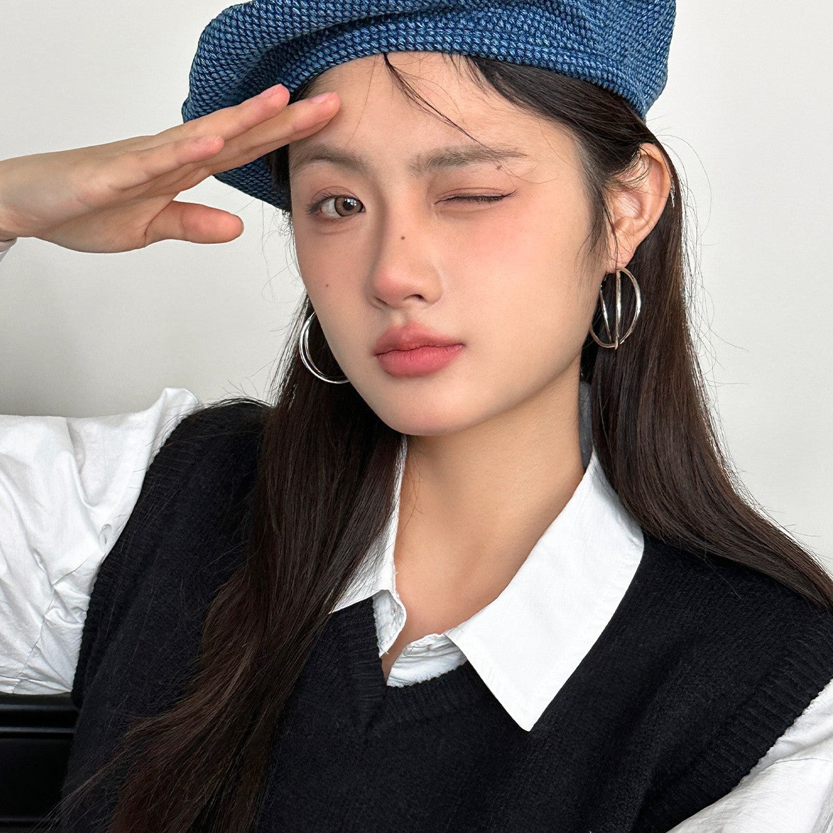 C廠-高級感誇張雙層交叉大圈耳環女輕奢時尚銀針耳扣獨特個性耳飾品「EH-3500」25.05-3