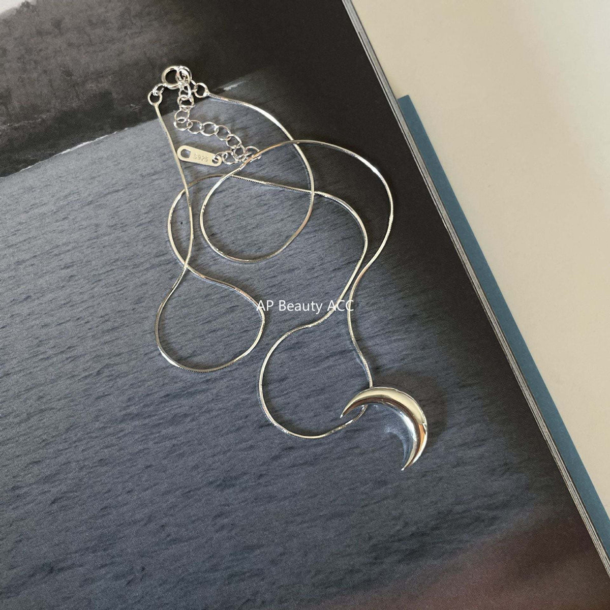 F廠-韓國韓版925純銀月亮項鍊簡約百搭氣質小紅書冷淡風項鍊「B1168」25.12-3