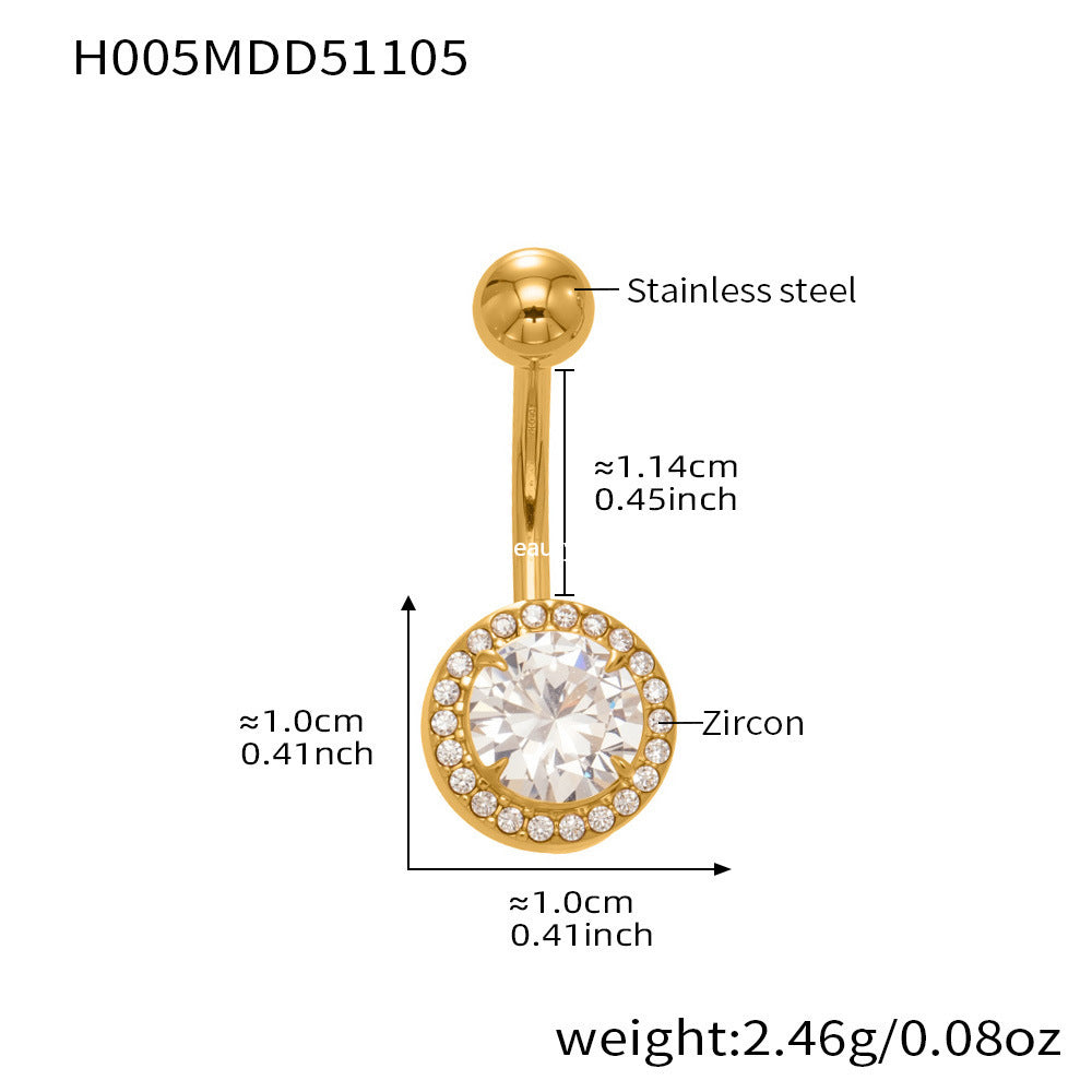 B廠-超閃5A鋯石愛心水滴造型肚臍釘不鏽鋼18k鍍金歐美穿刺飾品「H001」25.11-2