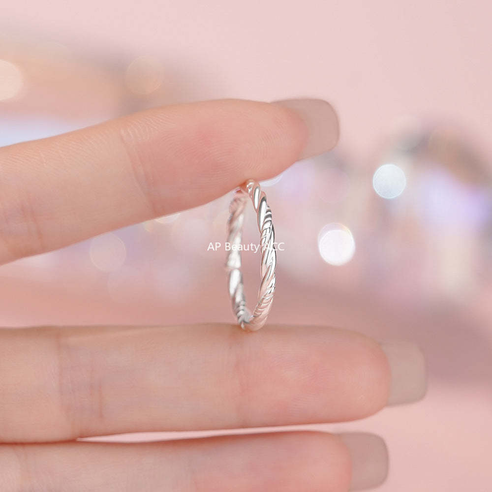 D廠-純銀S925精緻麻花戒指女輕奢簡約甜美高級感氣質百搭小眾指環「YC3302R_1」25.12-3