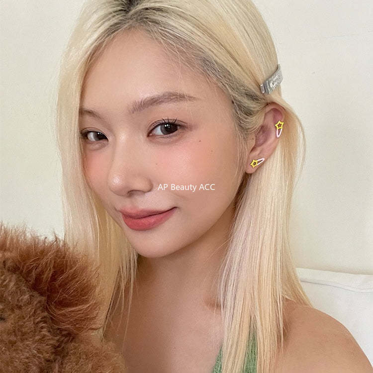 C廠-甜美可愛小眾星星發夾耳釘925銀針新款百搭少女清新簡約設計耳飾「EH-4261」25.11-3
