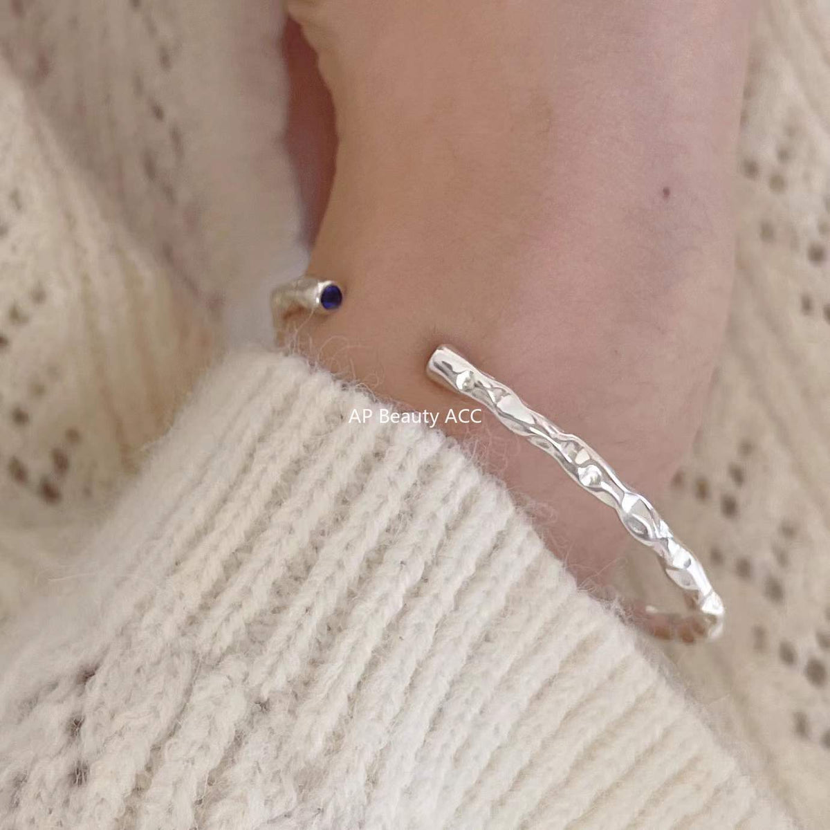 F廠-925純銀磨砂銀紋理手鐲手環ins小眾時尚氣質百搭冷淡風潮酷不規則「A255」25.12-1