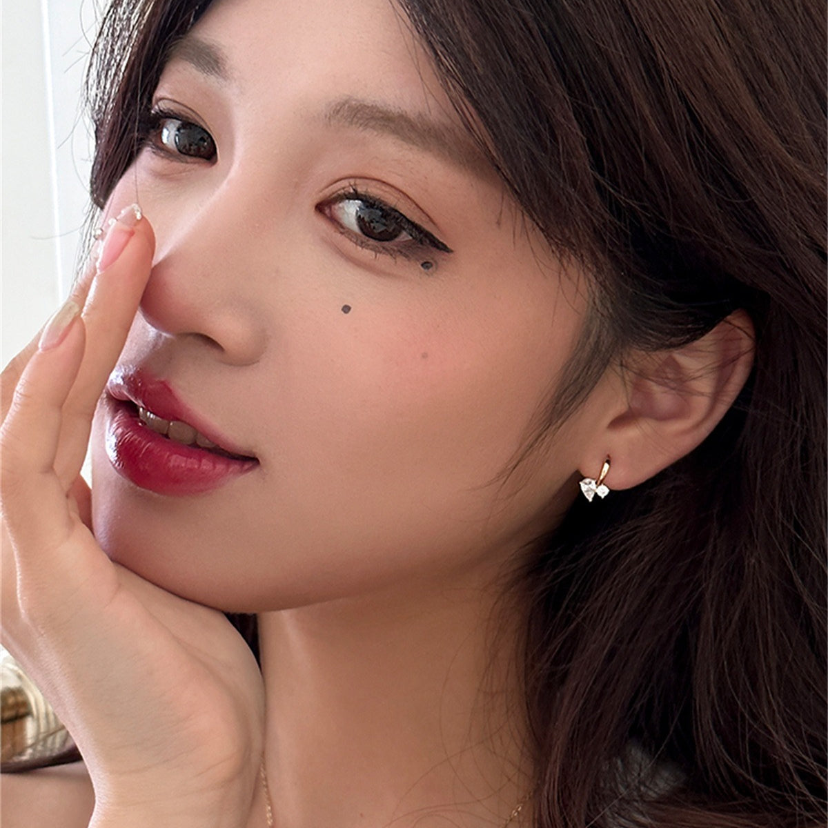 C廠-高顏值百搭水滴鋯石耳環女小眾設計高級感銀針耳扣輕奢百搭新耳飾「EH-4001」25.10-1