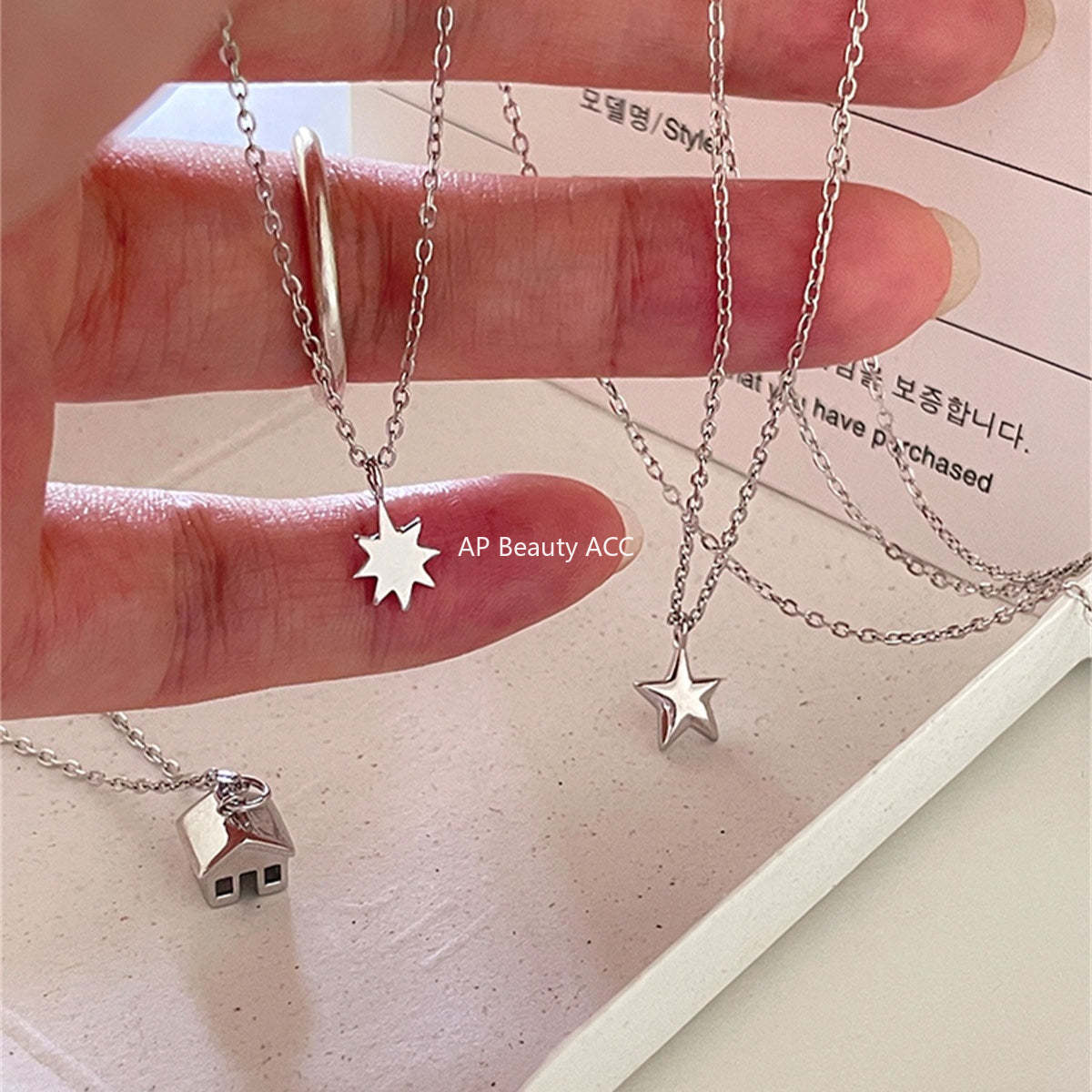 C廠-925純銀星星項鍊女小清新系日常百搭小房子吊墜鎖骨鏈高級感頸鏈「XL-1211」25.10-4