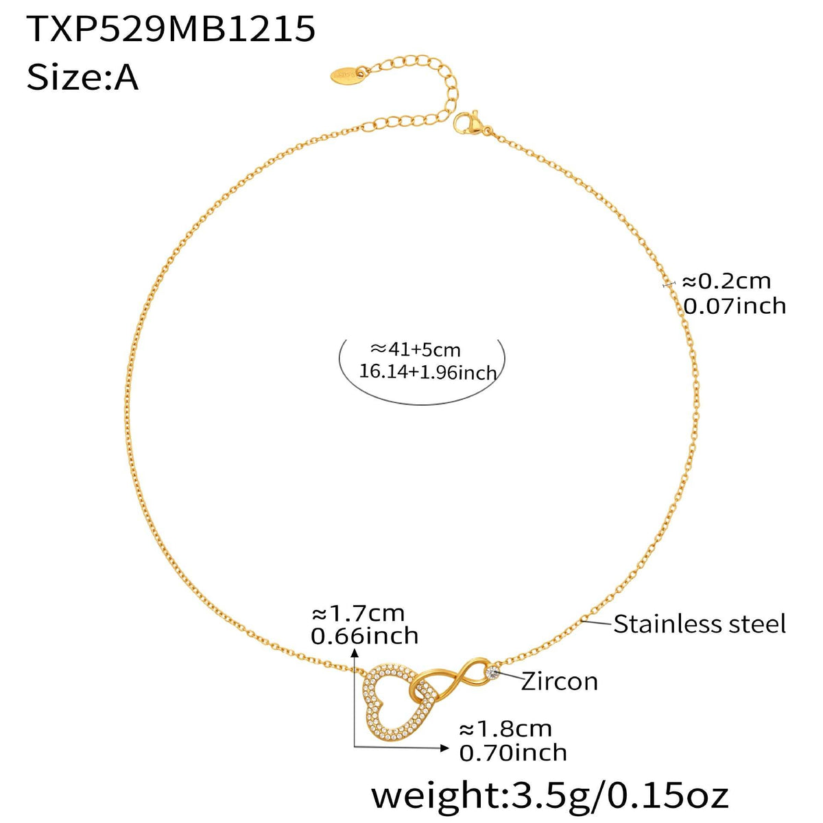 B廠-不鏽鋼滿鑽超閃愛心8字交叉項鍊手鍊套裝歐美風時尚飾品鍍18k真金「TXP529」25.12-3