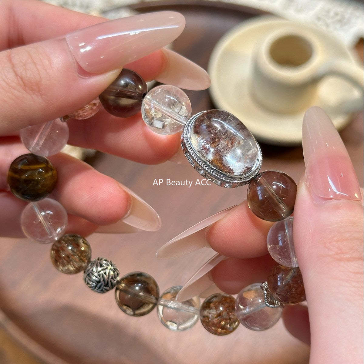 AS廠-天然白阿塞黑金超七黃虎眼串珠手鍊女魔盒手串秋冬高級感設計「l2987」25.11-3