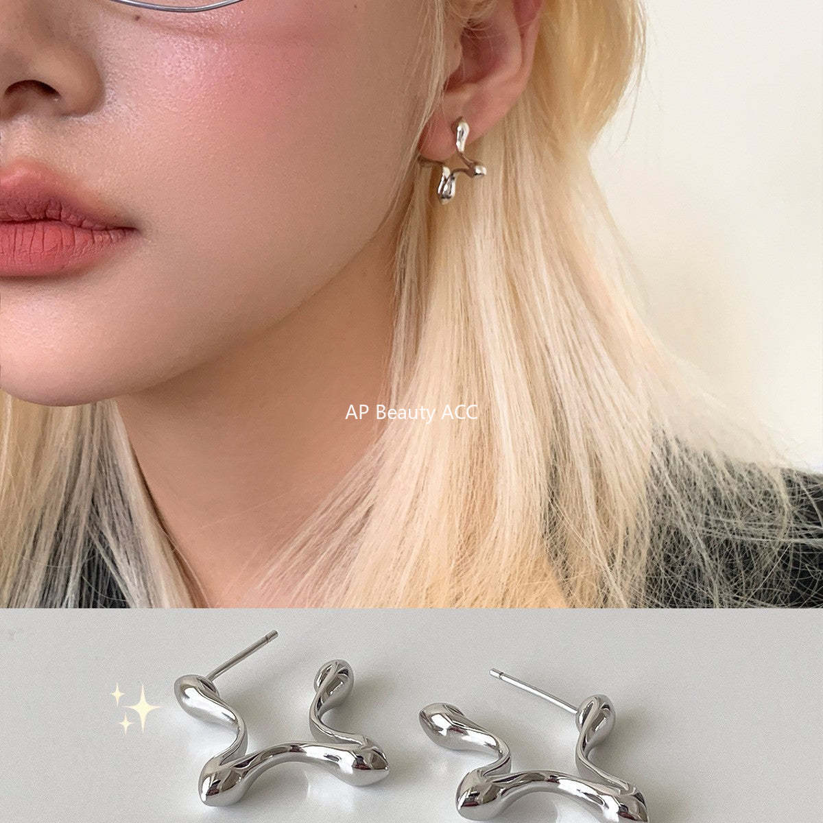 C廠-韓版INS四芒星銀針耳釘小眾輕奢設計感高級耳環日常百搭秋冬耳飾「EH-4276」25.11-4
