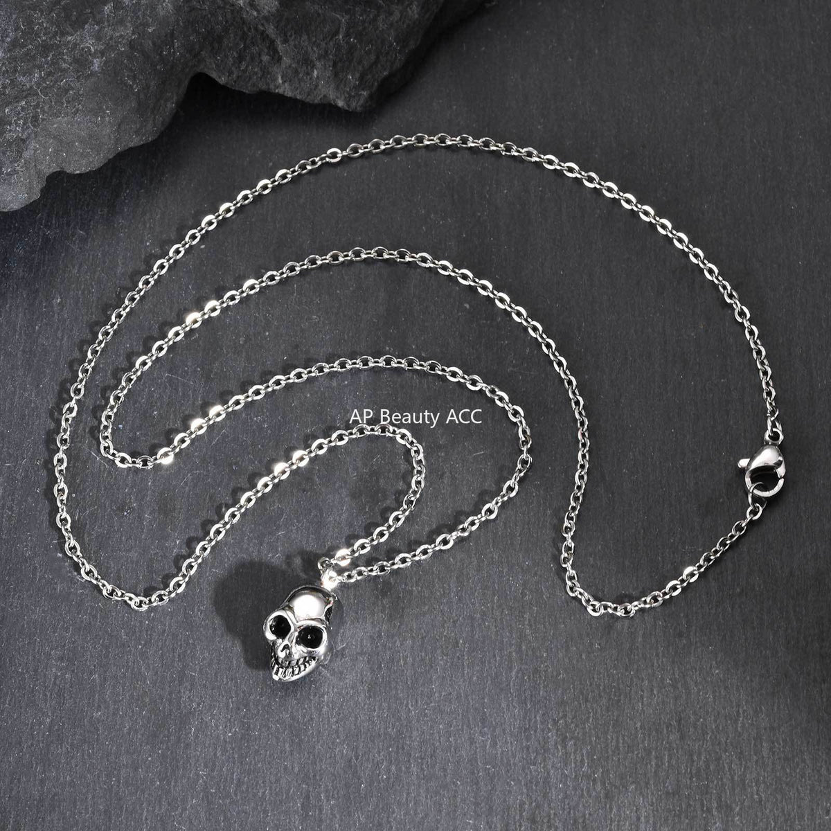 G廠-不鏽鋼扁十字鏈骷顱頭吊墜項鍊「NC-2619」25.12-2