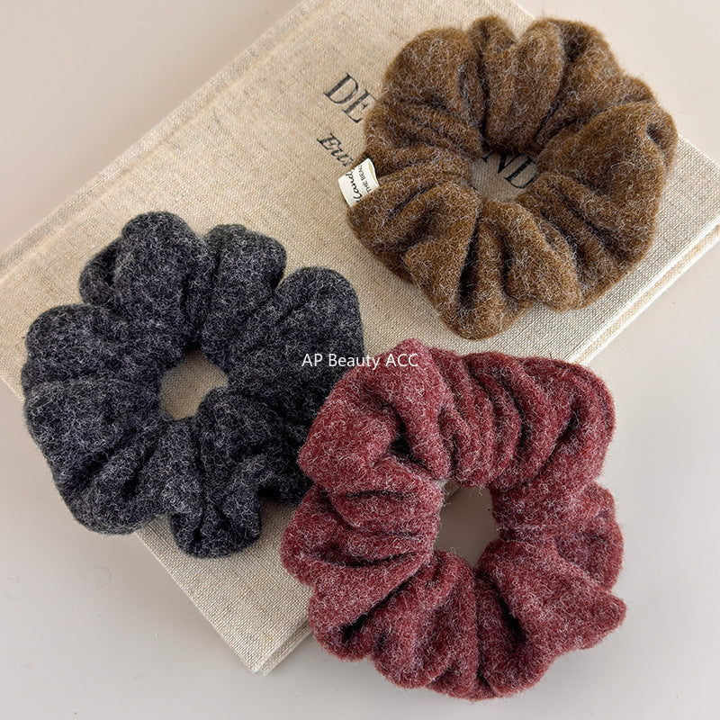 E廠-秋冬質感毛呢大腸髮圈韓系氣質百搭時尚丸子頭馬尾髮繩髮飾髮圈「26247」25.11-2