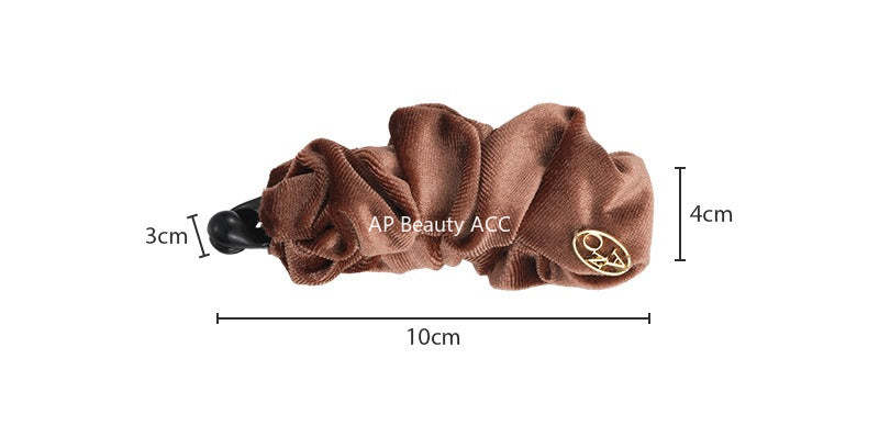 E廠-韓系褶皺絲絨香蕉夾女後腦勺髮夾馬尾竪夾氣質髮飾半扎髮抓夾頭飾「27709」25.11-3