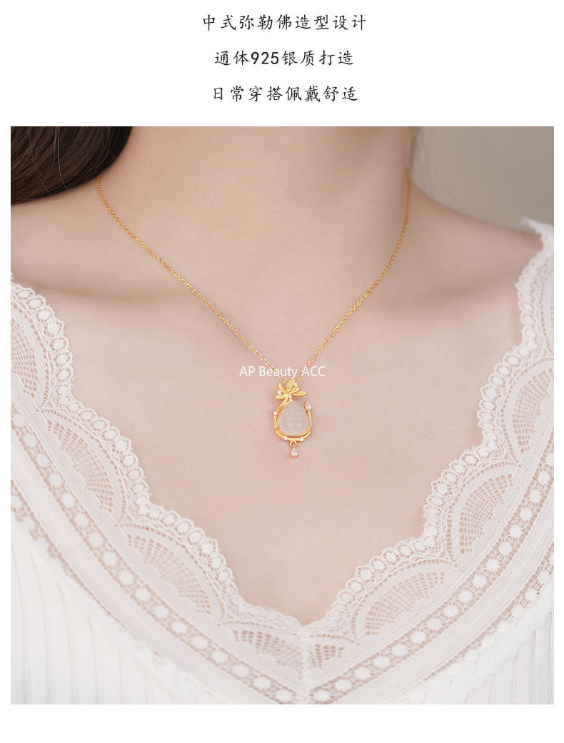 D廠-S925純銀佛公納福項鍊輕奢新中式宮廷風精美秋冬款貴氣鎖骨鏈「YC0953N_1」25.11-2