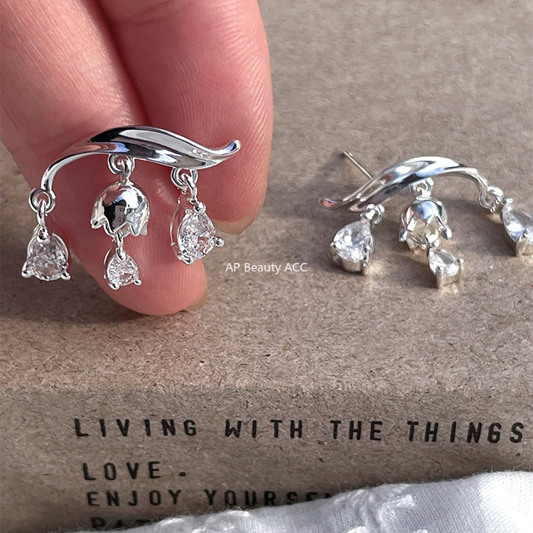 C廠-森系小香風鈴蘭花耳釘女精緻小清新氣質高級清冷感耳環冷淡風耳飾「EH-4123」25.11-2