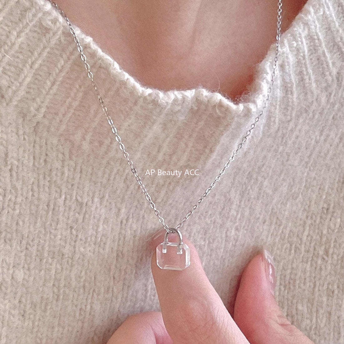 F廠-韓國韓版925純銀鎖頭項鍊簡約氣質百搭ins小紅書項鍊「B1386」25.11-4