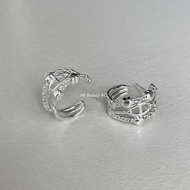 C廠-小眾設計感鏤空豬鼻子耳釘女潮流百搭氣質時尚高級感耳環簡約耳飾「EH-4107」25.10-5