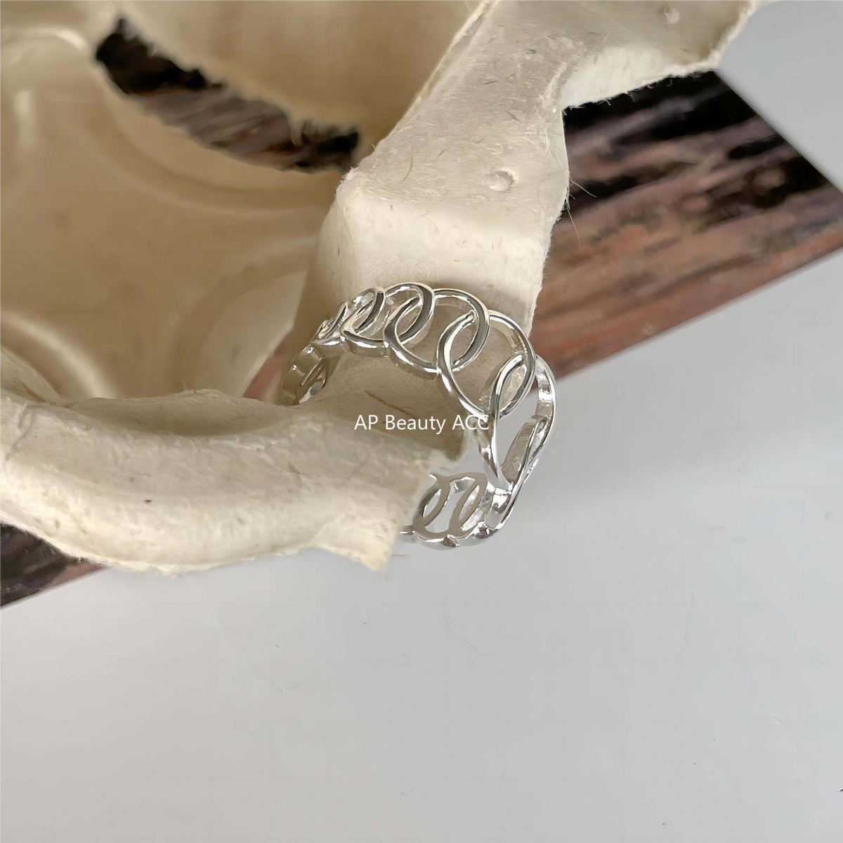 F廠-韓版飾品925純銀幾何鏤空橢圓戒指簡約小紅書INS時尚戒指「J1899」25.12-2