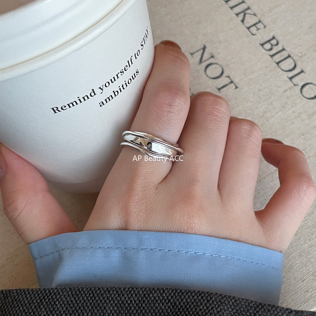 C廠-輕奢高級感純銀戒指女小眾設計個性疊戴風指環時尚ins風韓版指戒「JZ-0595」25.11-2