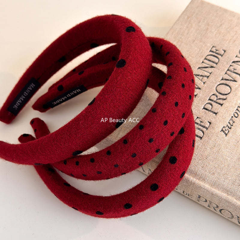 E廠-新年紅色波點大腸髮圈網紅2025新款綁頭髮頭繩高顱頂頭箍洗臉髮捆「27755」25.12-1