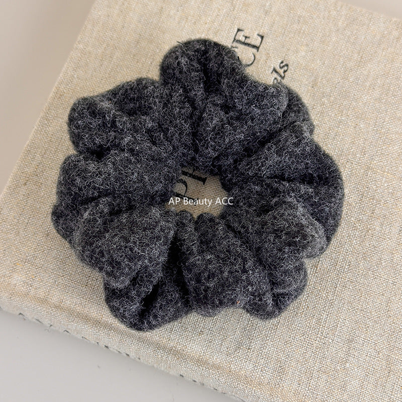 E廠-秋冬質感毛呢大腸髮圈韓系氣質百搭時尚丸子頭馬尾髮繩髮飾髮圈「26247」25.11-2