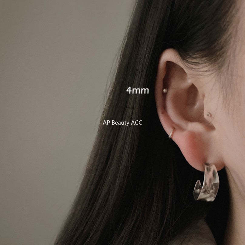 F廠-歐美韓國925純銀耳釘冷淡風圓珠耳環耳扣耳飾「C876」25.12-1