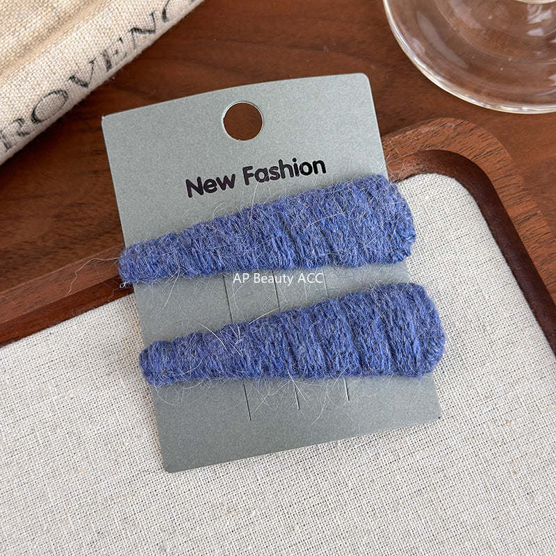 E廠-韓國ins秋冬彩色三角毛線bb夾髮夾可愛甜美瀏海夾側邊夾頭飾髮飾「27652」25.11-4