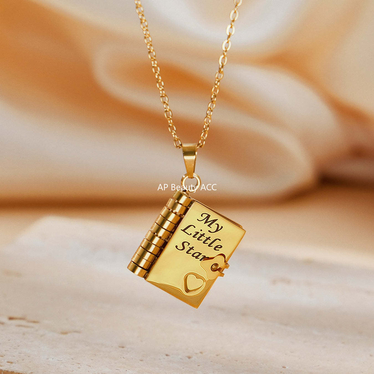 B廠-不鏽鋼小書本可打開刻字吊墜項鍊鍍18k真金歐美時尚熱銷新款飾品「RP022」25.12-3