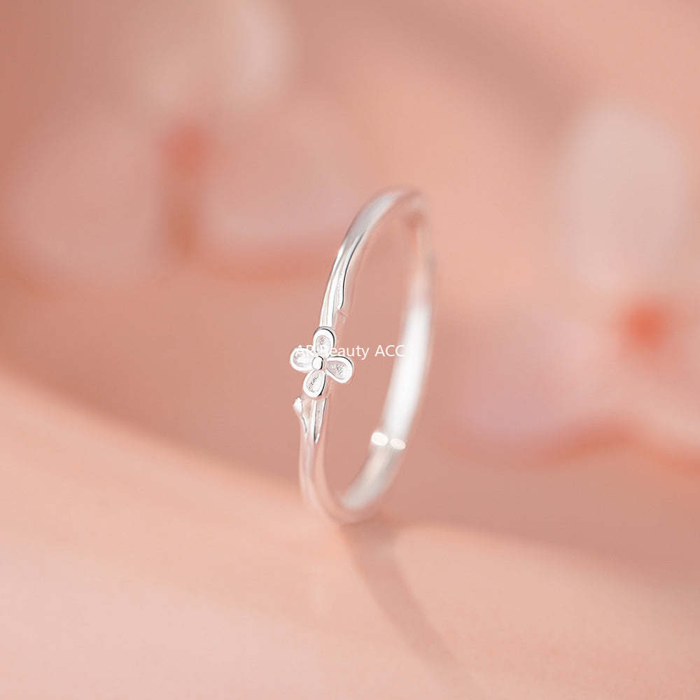 D廠-足銀S999丁香花戒指清新田園風小眾百搭唯美個性簡約手飾「YC5020R_1」25.12-1