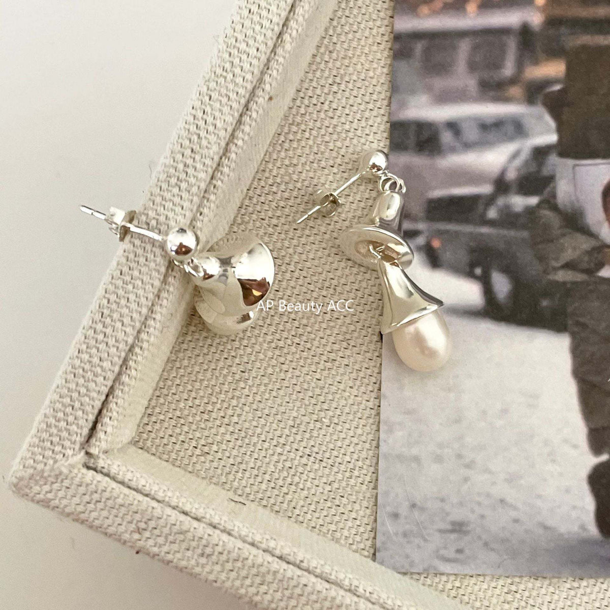 F廠-韓版歐美風925純銀珍珠異形耳釘 女簡約時尚ins風耳環耳飾「C882」25.12-1