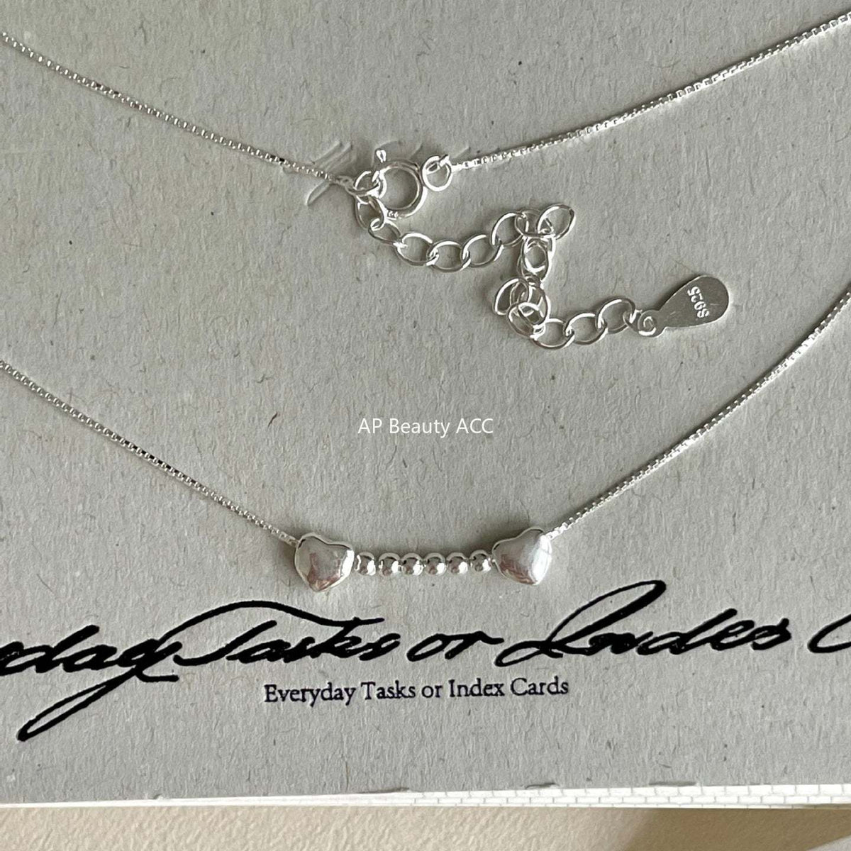 F廠-韓國韓版925純銀愛心圓珠項鍊簡約小紅書ins小鑽項鍊「B1383」25.11-3