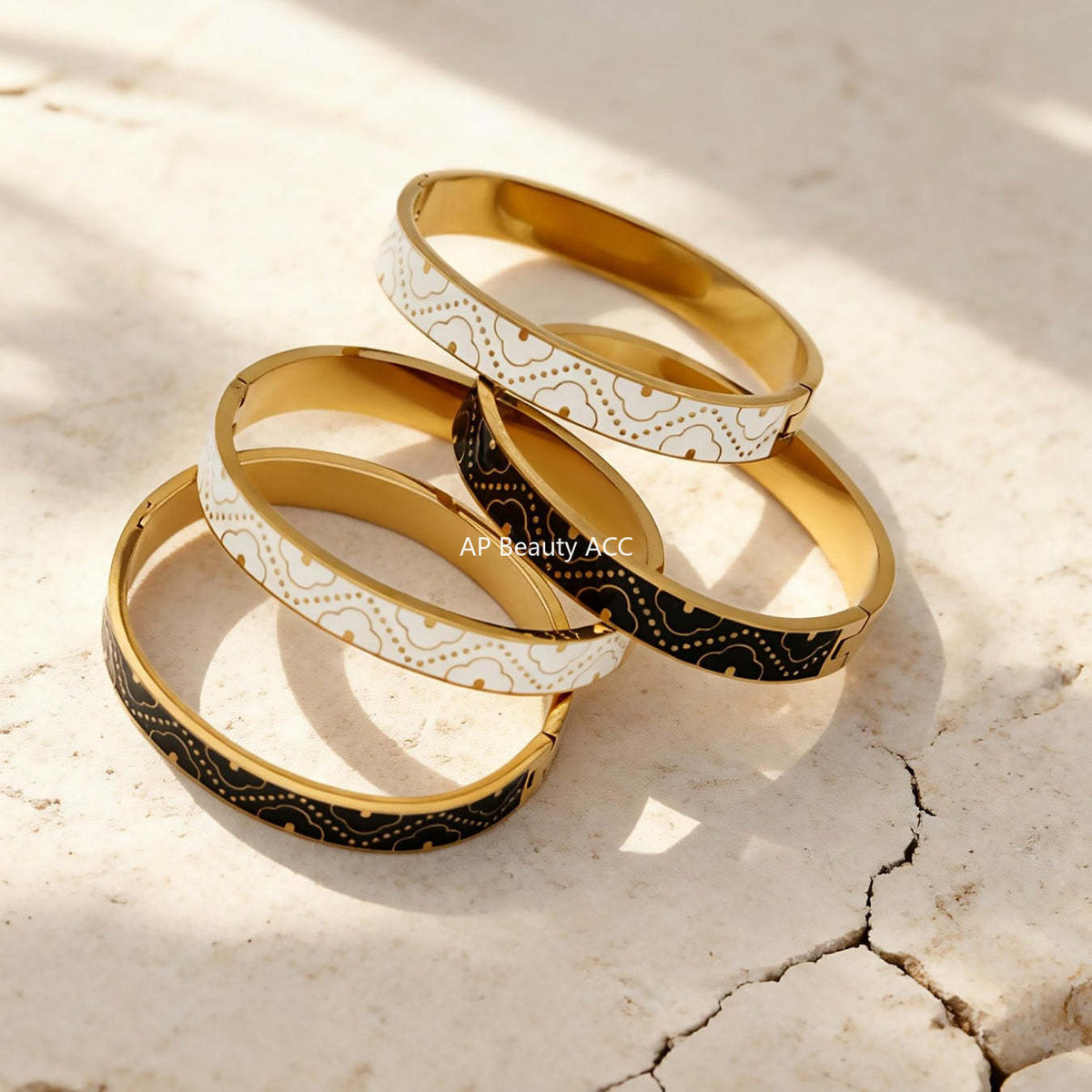 B廠-不鏽鋼琺瑯彩釉卡扣滴油手鐲鍍18k金百搭精美抽象派撞色拼接手環「Z528」25.12-3