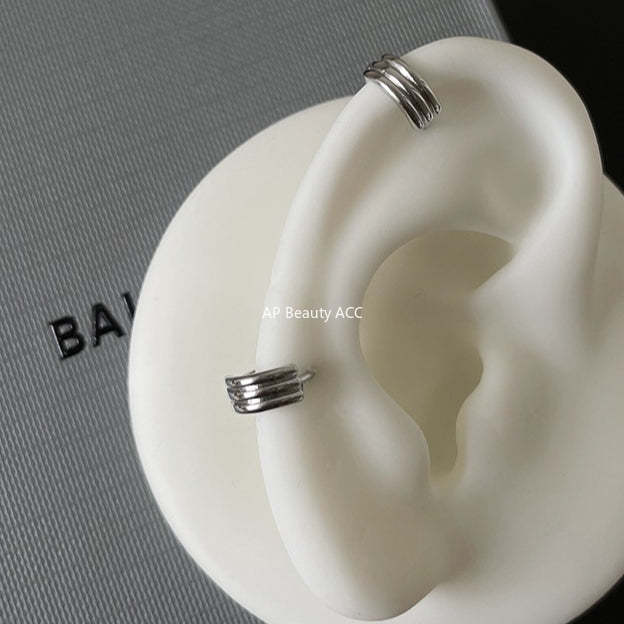 C廠-925銀針耳環線圈重疊耳釘女小眾設計感高級耳耳圈耳釘爆耳飾「EH-3132.SJ」25.12-2