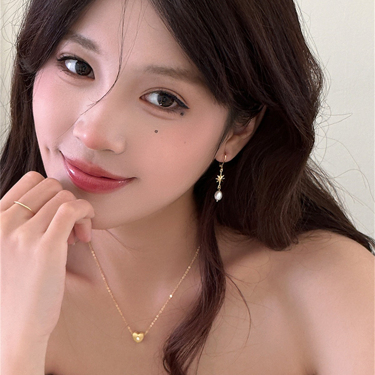 C廠-法式復古ins風八芒星銀針耳環女簡約輕奢設計感高級珍珠流蘇耳圈「EH-4000」25.10-2
