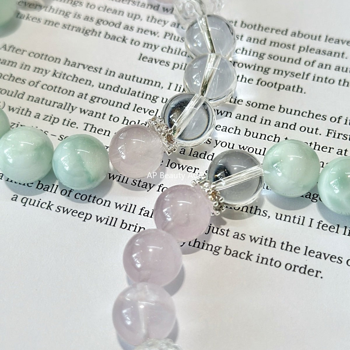 AS廠-天然綠紋石手串手鍊醒獅白水天然粉水晶手鍊輕奢高級感設計「l2968」25.11-1