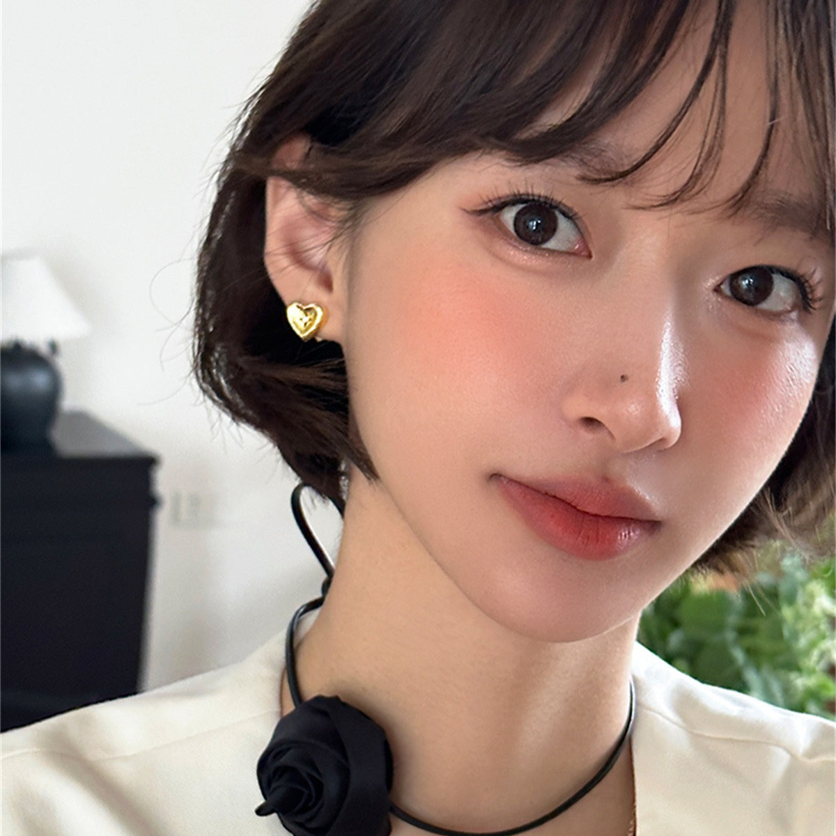 C廠-韓版設計鋯石愛心耳環女時尚精緻輕奢百搭銀針耳扣高級感秋冬耳飾「EH-4013」25.10-1