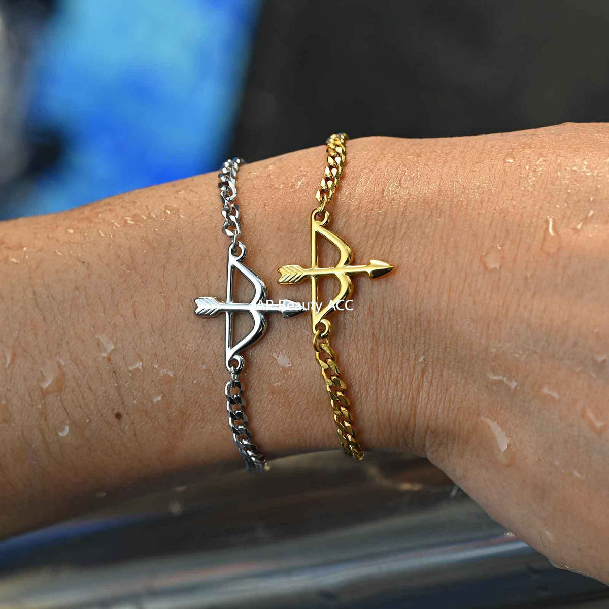 G廠-不鏽鋼六面磨鏈弓箭手鍊金色幾何射箭手鍊時尚氣質批發「BR-2621」25.11-1