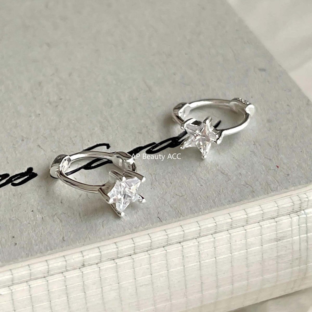 F廠-韓國韓版925純銀星星鋯石耳扣耳環簡約氣質百搭ins風耳飾「C1423」25.11-4