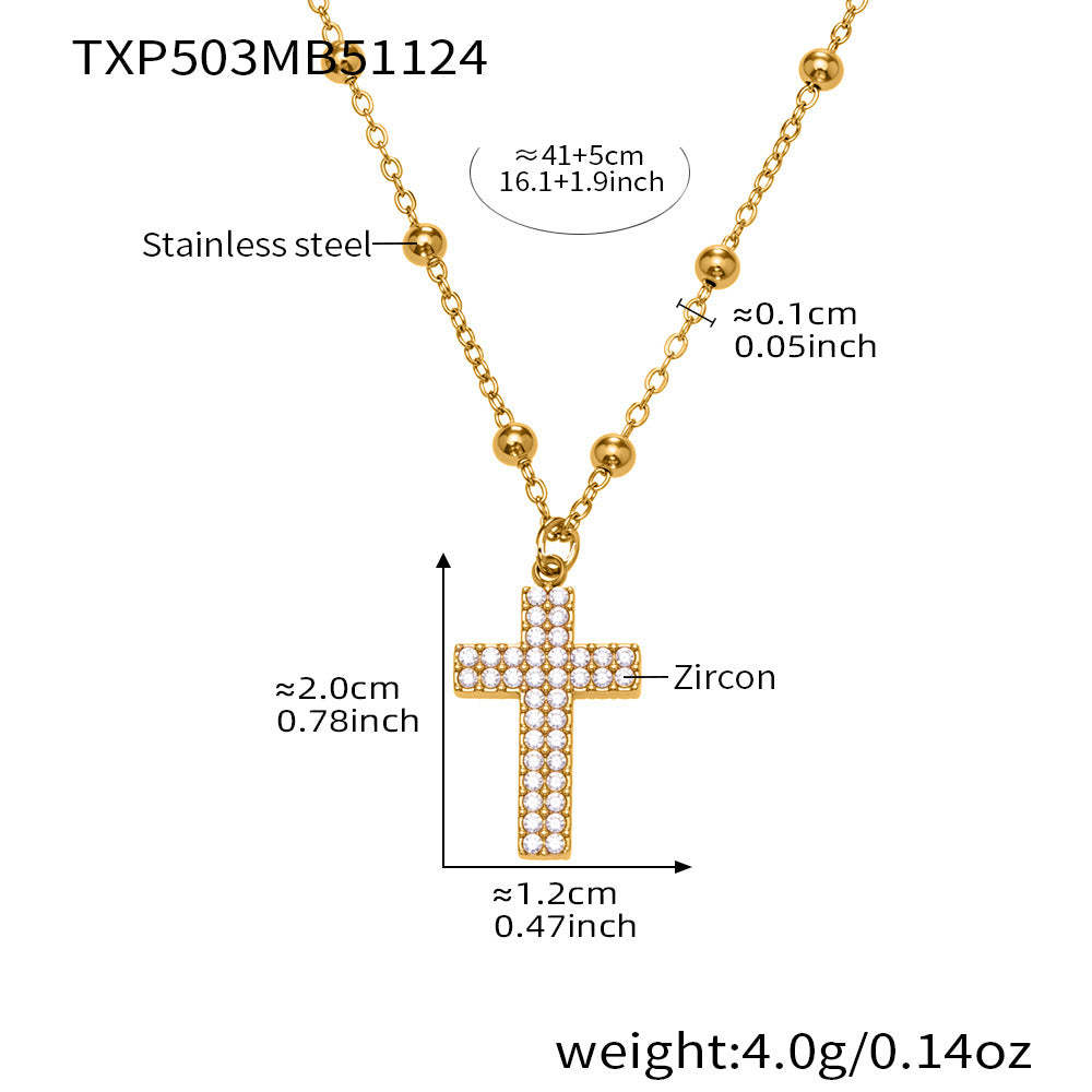 B廠-不鏽鋼超閃5A鋯石十字架戒指耳環項鍊手鍊首飾套裝鍍18k金不掉色「TXP503」25.11-4